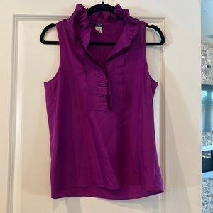 J Crew silk ruffle neck tank
